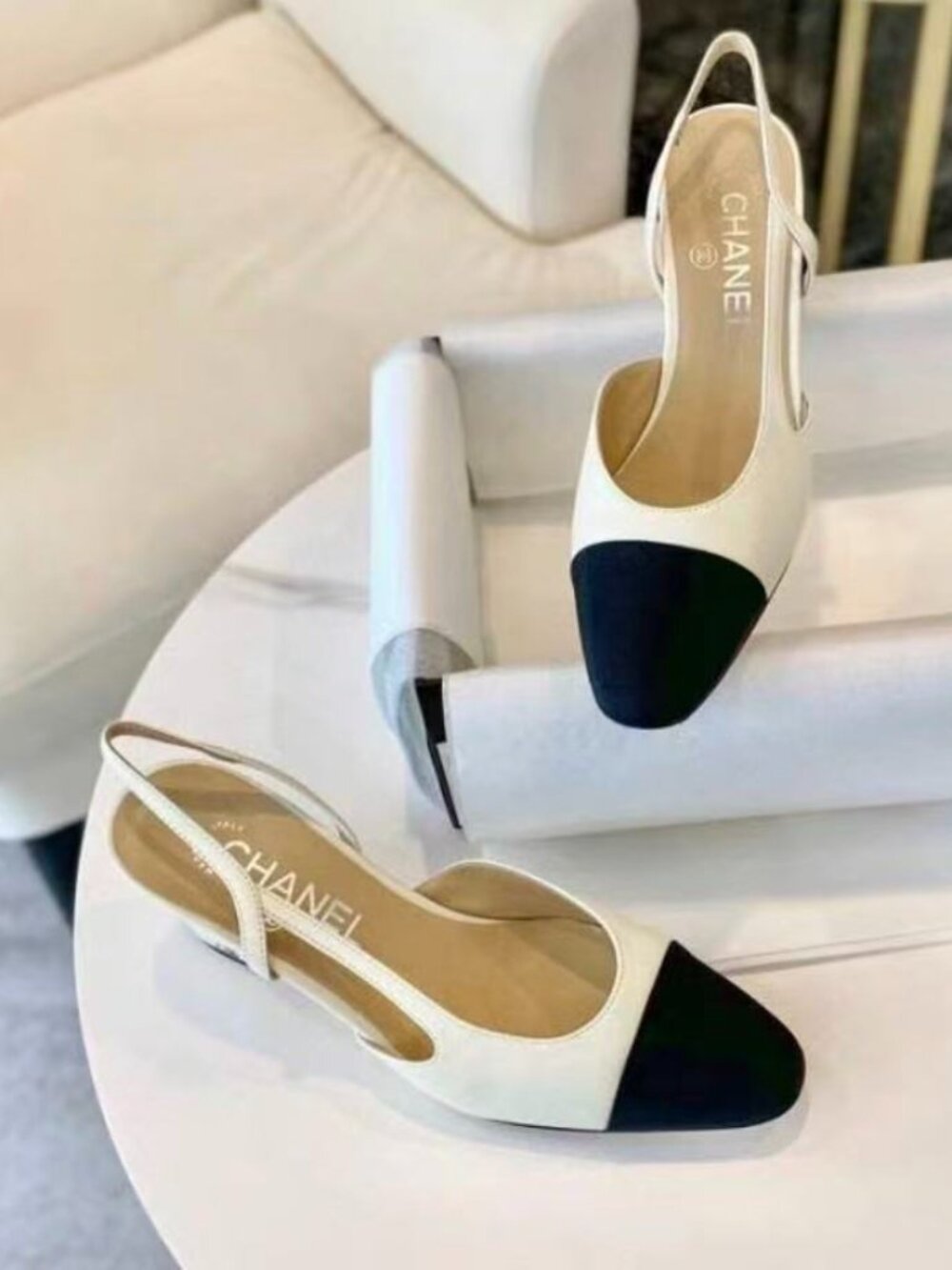 Chanel Slingback Block Heels